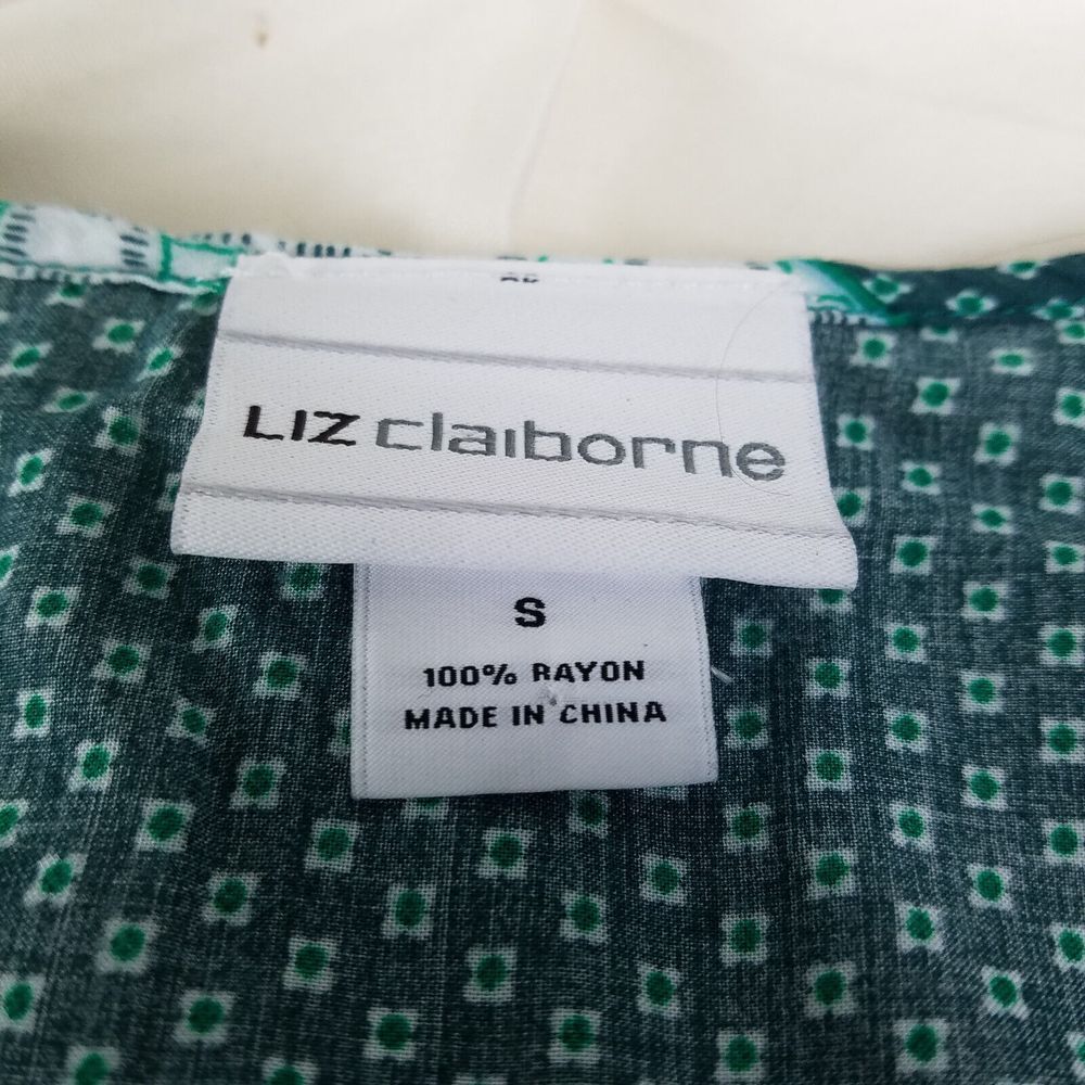 Liz Claiborne Shirt Womens Small Green Top Colorblock Sleeveless Split Neck - Picture 5 of 9